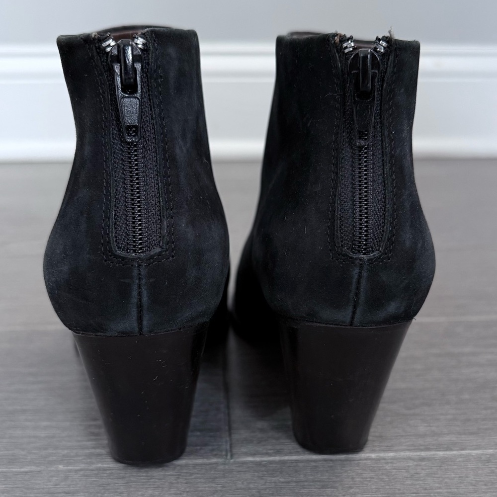 Rachel Comey Prose Black Suede Ankle Booties Stacked Heel 8 Minimalist Western - Picture 4 of 16